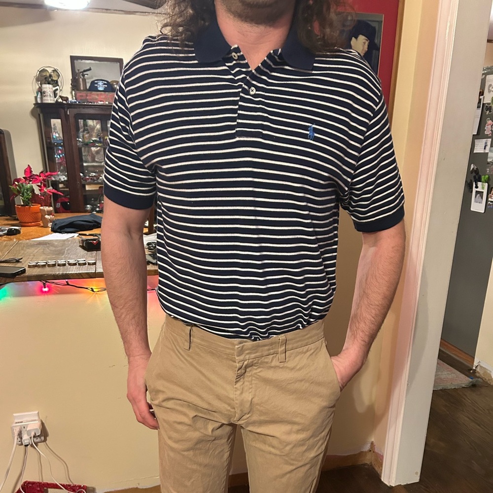 Polo by Ralph Lauren Navy and White Striped Polo Shirt